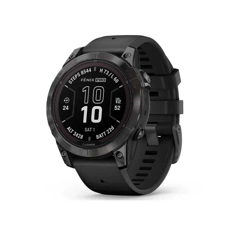 Garmin Fenix 7 Pro Sapphire Solar Carbon Gray DLC Titanium z czarnym paskiem (010-02777-10)