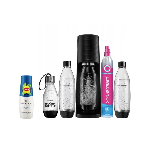 SodaStream Terra black + 3 butelki + koncentrat Lipton Lemon Tea 440 ml