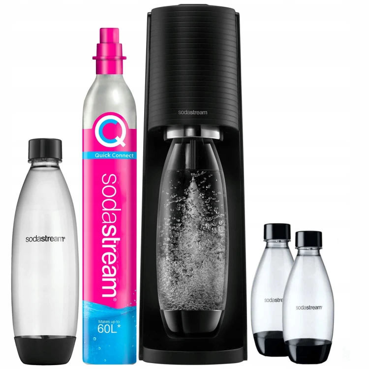 saturator Sodastream Terra czarny + 3 butelki + nabój CO2 + przepisy