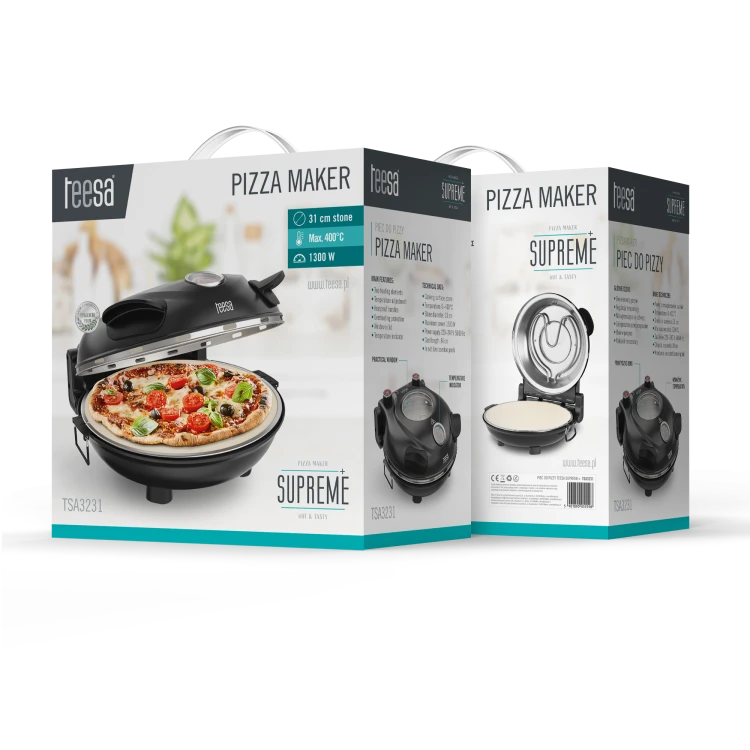 Piec do pizzy Teesa Supreme+ 1200W 400°C czarny