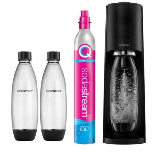 SodaStream Terra black + 2 butelki + 4 koncentraty + ebook