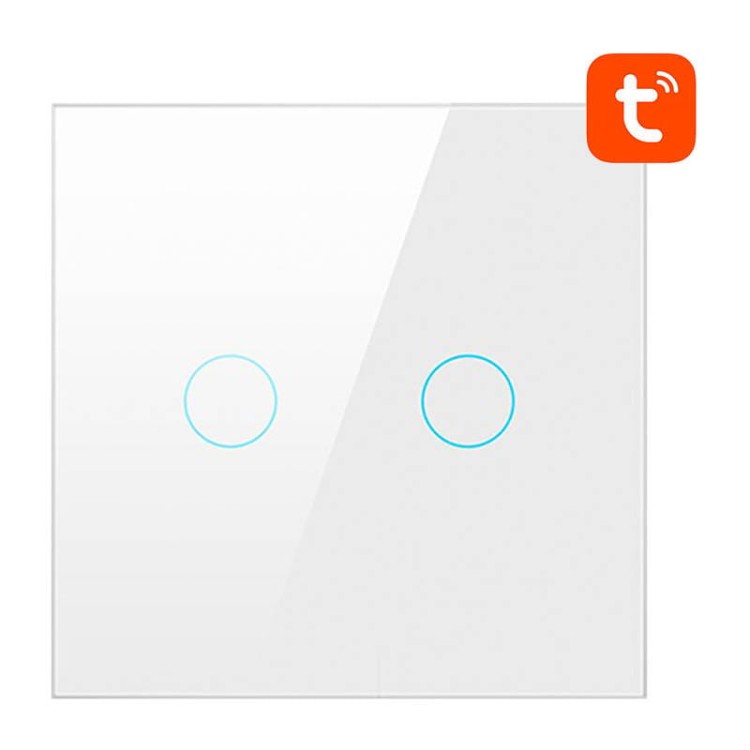 Dotykowy włącznik światła ZigBee Avatto TS02-EU-W2 podwójny TUYA biały