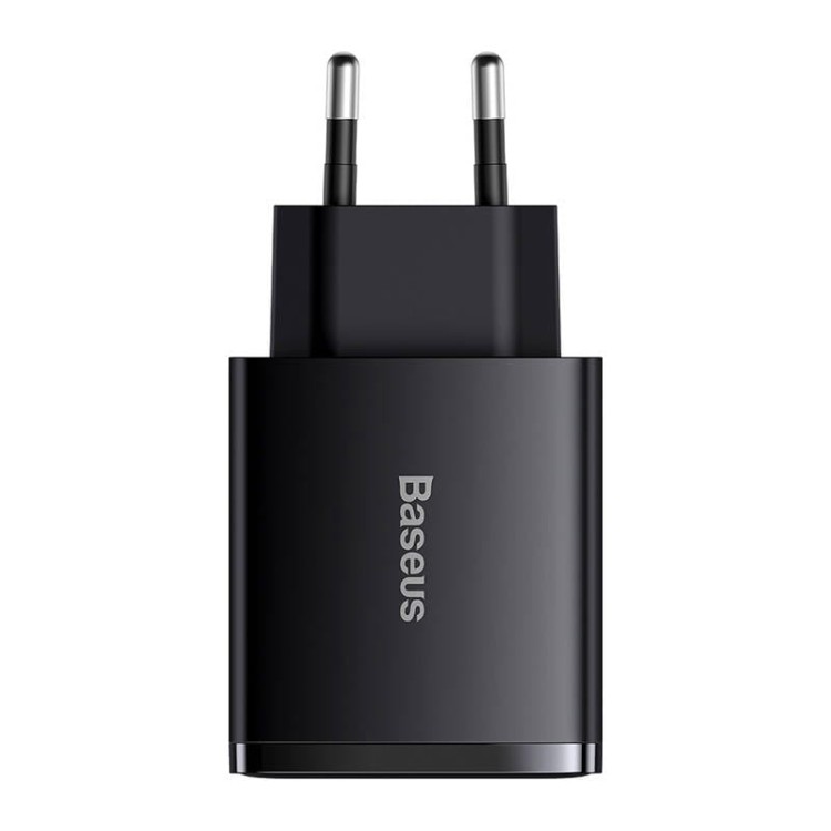Ładowarka sieciowa Baseus Compact Quick Charger 2xUSB-A USB-C PD 3A 30W czarna