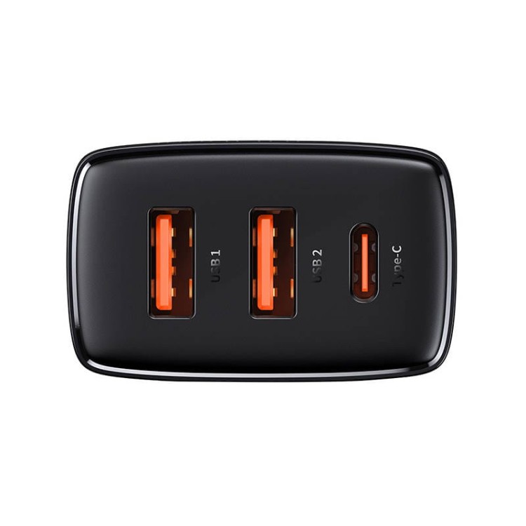 Ładowarka sieciowa Baseus Compact Quick Charger 2xUSB-A USB-C PD 3A 30W czarna