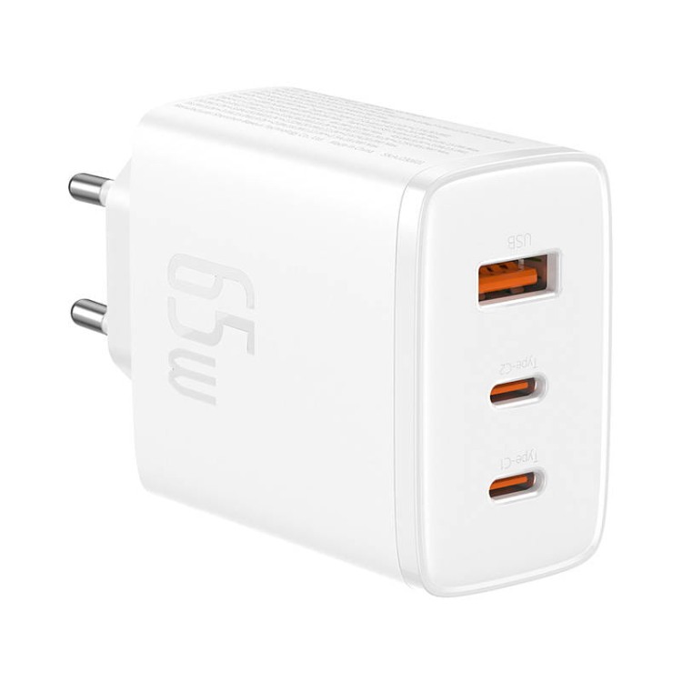 Ładowarka sieciowa Baseus OS-Cube Pro 2xUSB-C + USB-A 65W biała