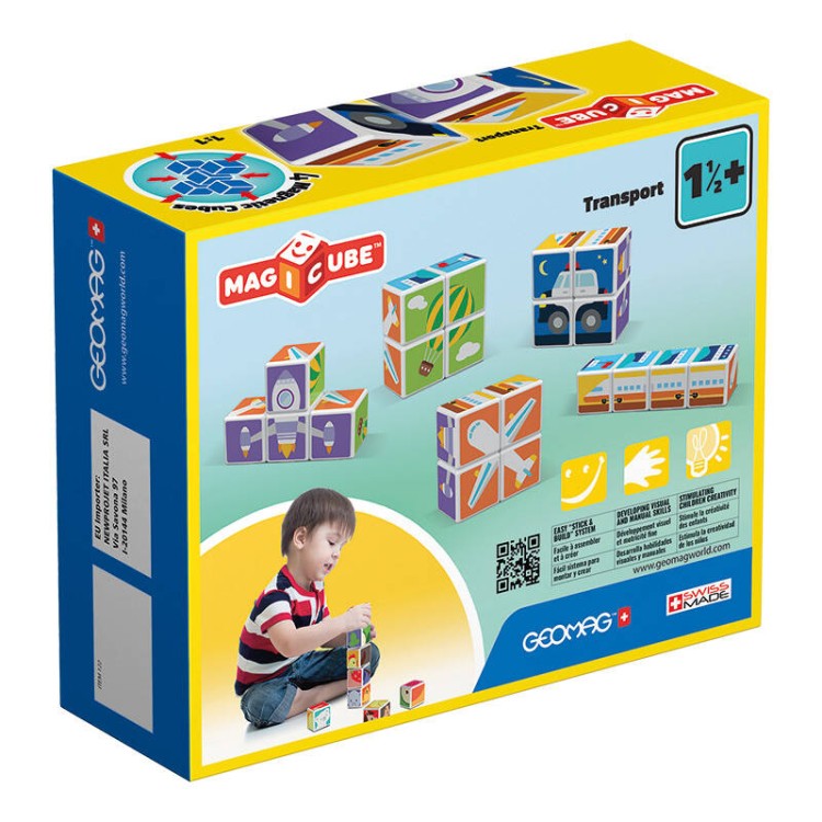 Klocki magnetyczne Magicube Printed Transport + karty 7 elementów Geomag GEO-122