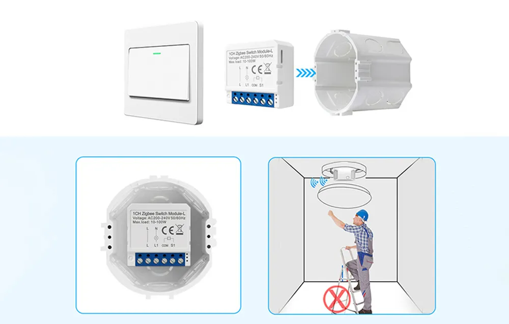 Inteligentny przełącznik dopuszkowy ZigBee Avatto LZWSM16-W1 bez neutralnego TUYA