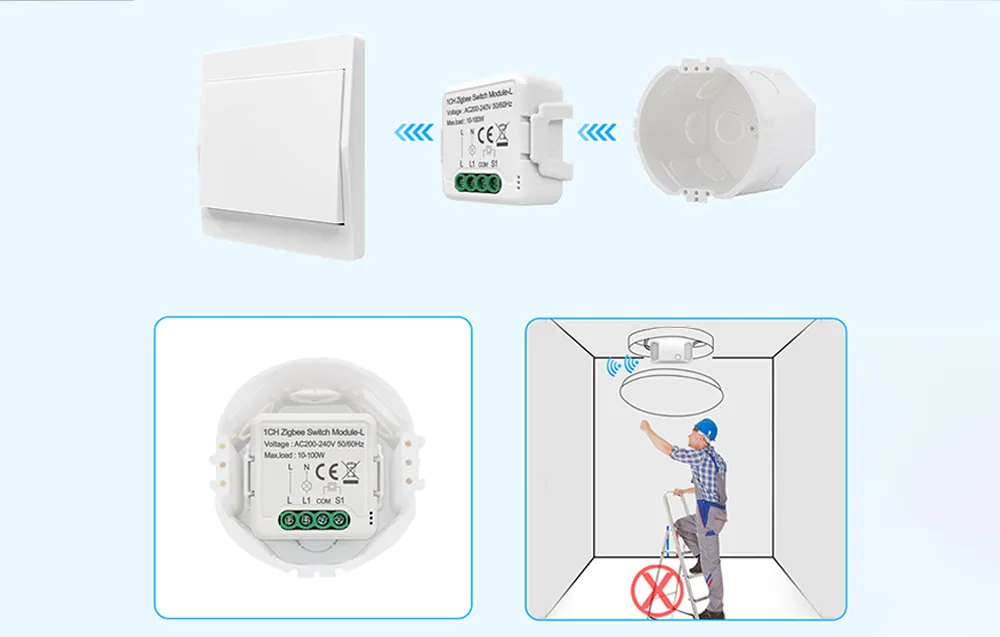 Inteligentny przełącznik dopuszkowy ZigBee Avatto N-LZWSM01-2 bez neutralnego TUYA