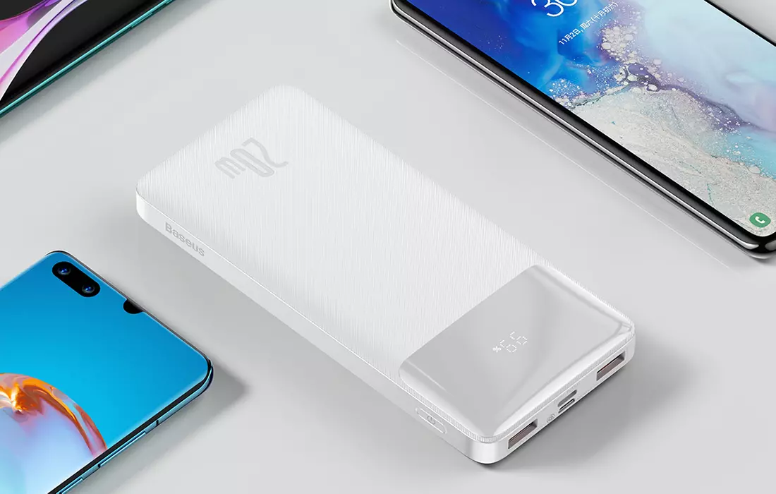 PowerBank Baseus Bipow 10000mAh, 2xUSB USB-C 15W biały