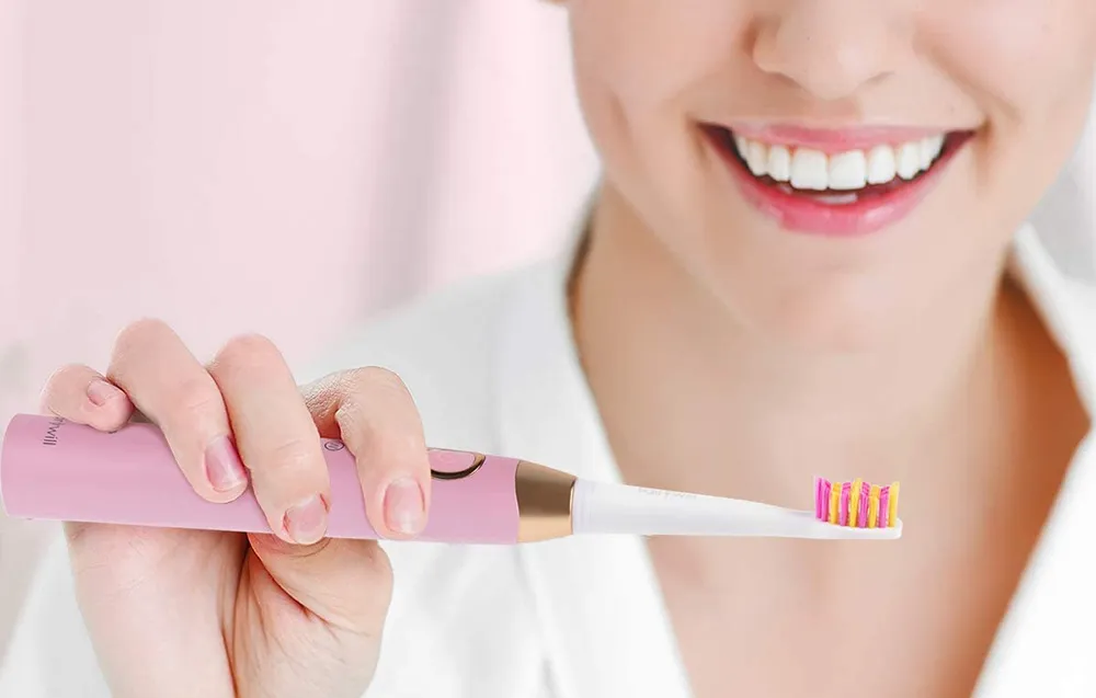 Szczoteczki soniczne do zębów z zestawem końcówek i etui FairyWill FW-508 czarna i różowa