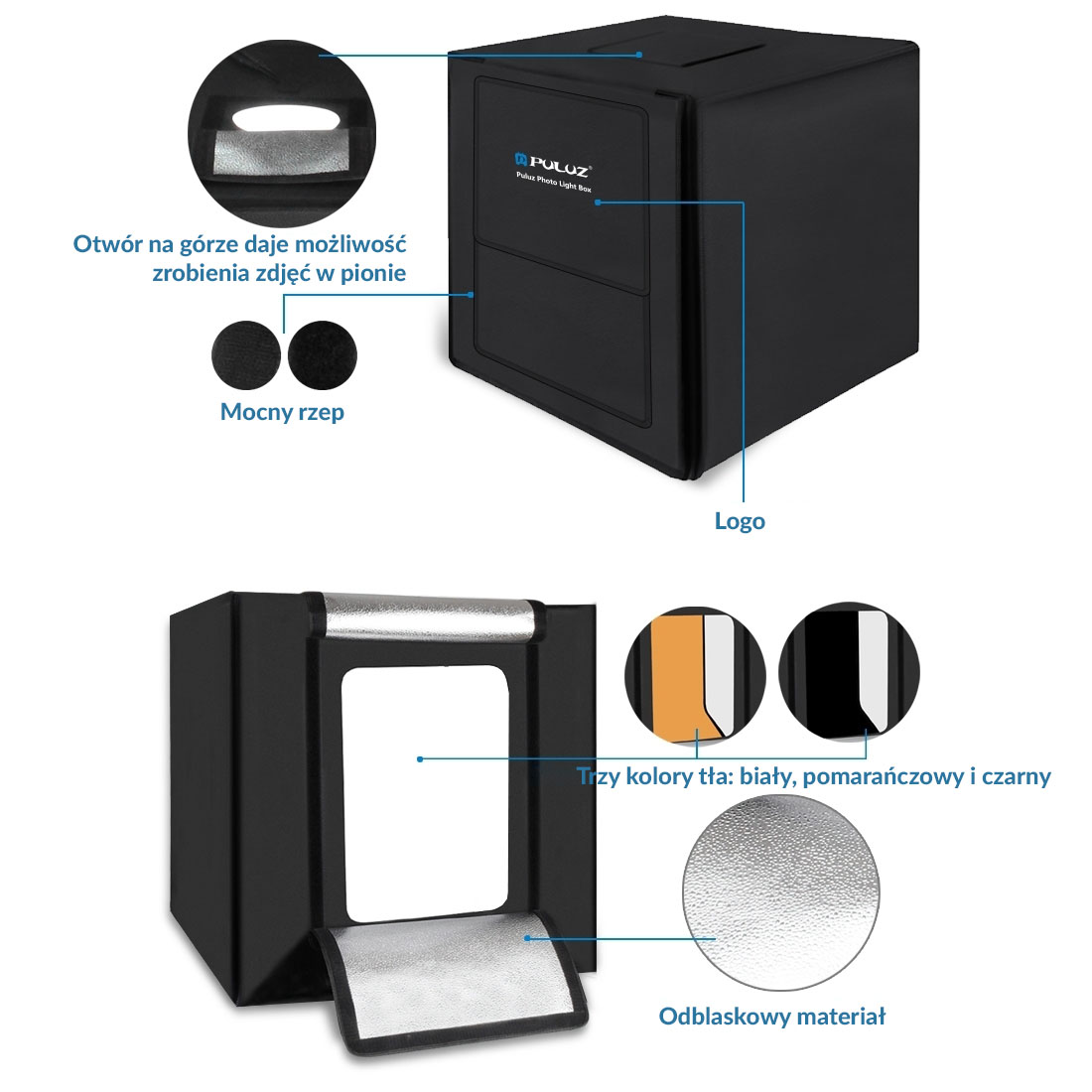 namiot bezcieniowy Puluz PU5040 40cm LED 4400 lumenów