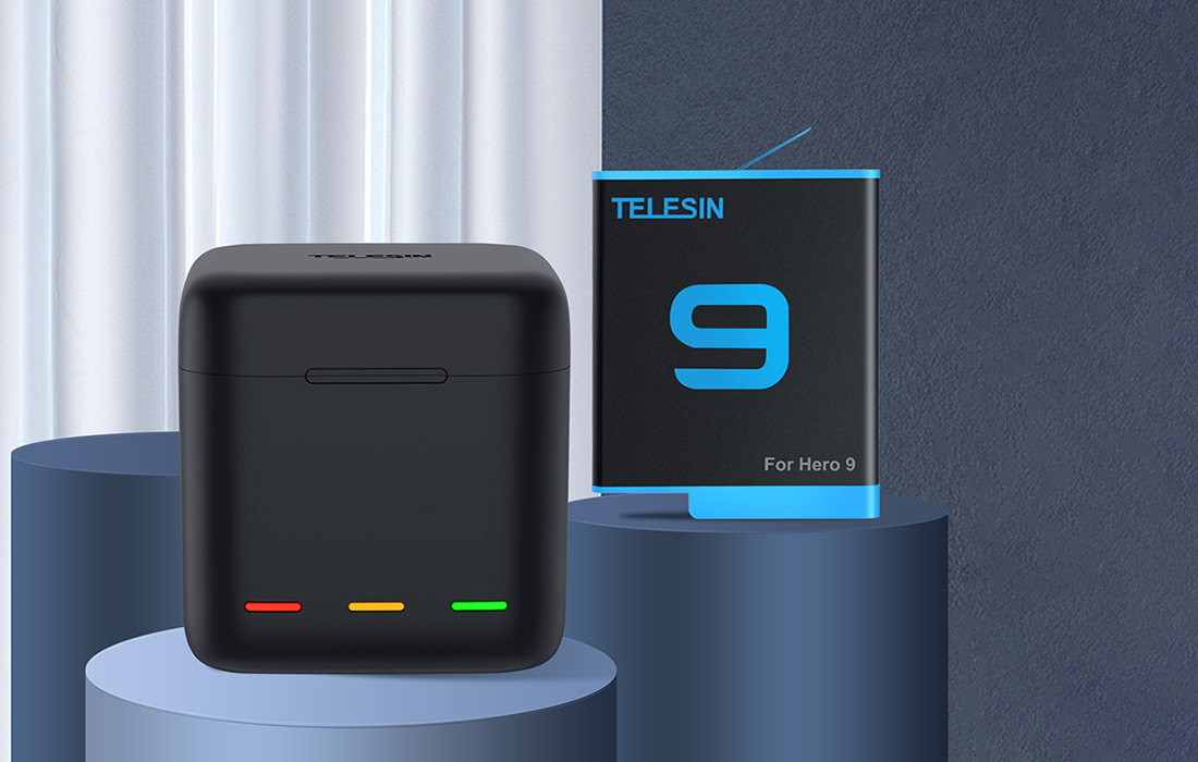 Ładowarka trójkanałowa box Telesin dla GoPro Hero 9 / Hero 10 + 2 baterie