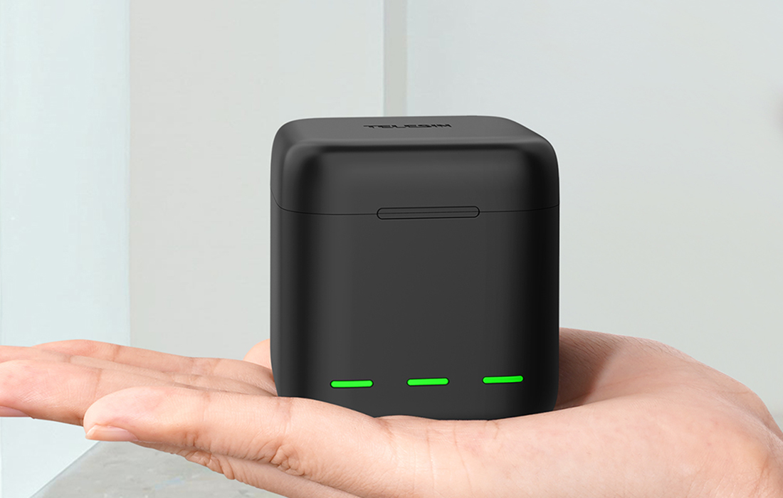 Ładowarka trójkanałowa box Telesin dla GoPro Hero 9 / Hero 10 + 2 baterie