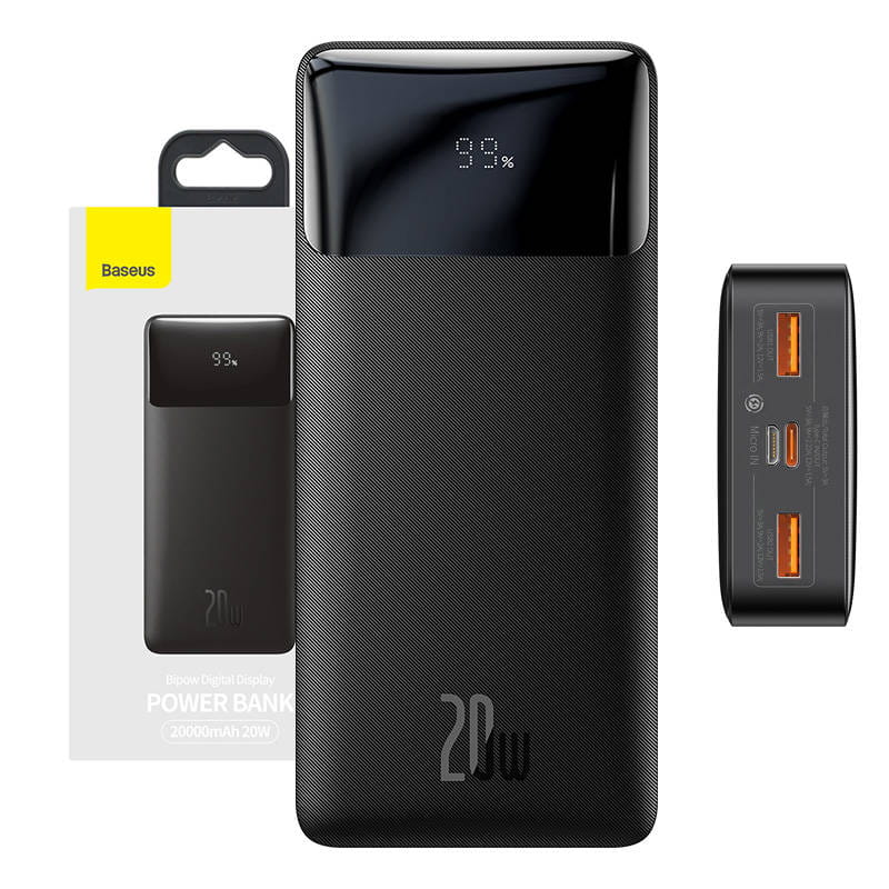 Baseus Bipow 20000mAh 2xUSB-A USB-C 20W czarny