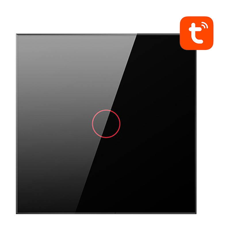 Dotykowy włącznik światła ZigBee Avatto LZTS02-EU-B1 pojedynczy bez neutralnego TUYA czarny