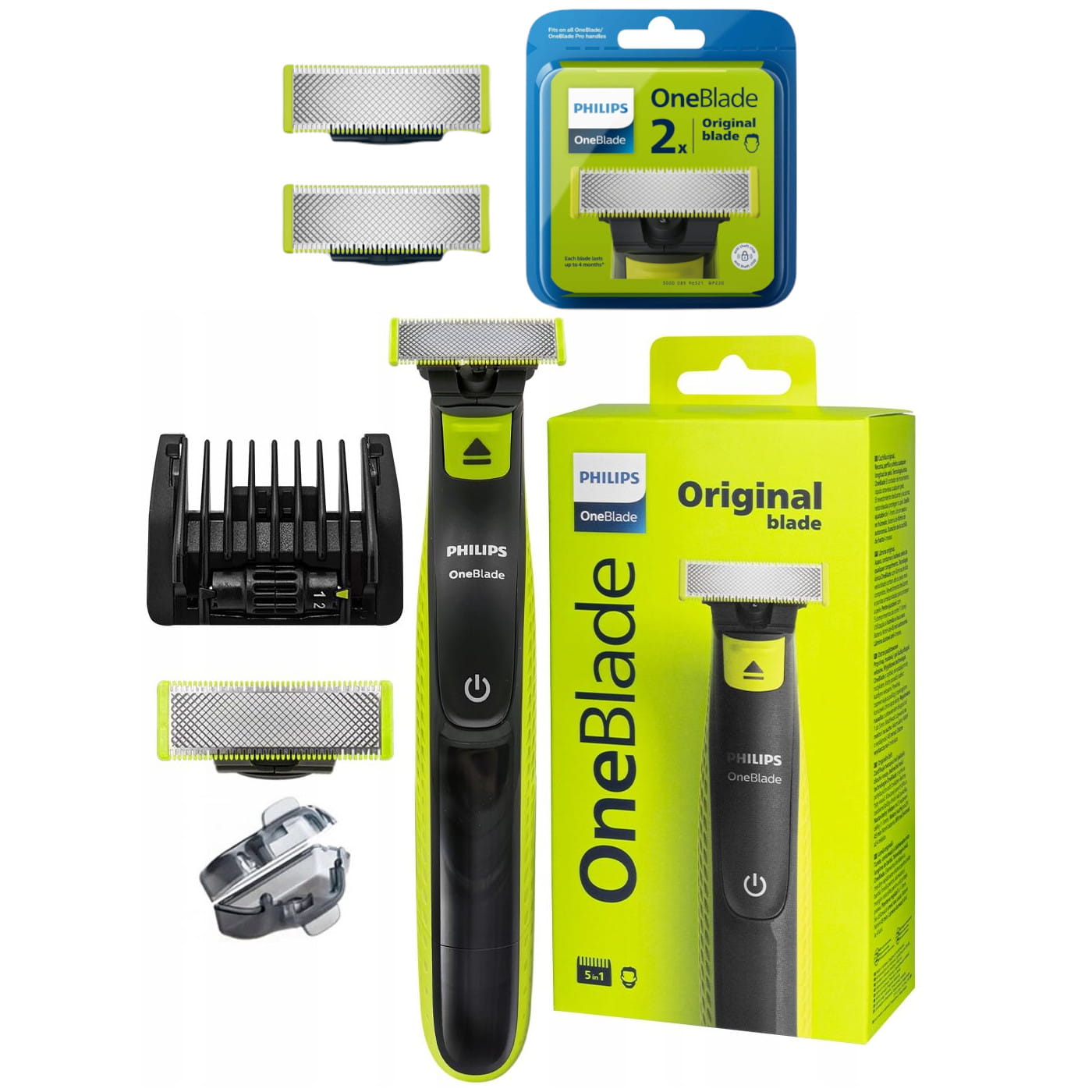 Philips Oneblade QP2721/20 Face 5w1 + Philips Oneblade 2 szt. QP220/50